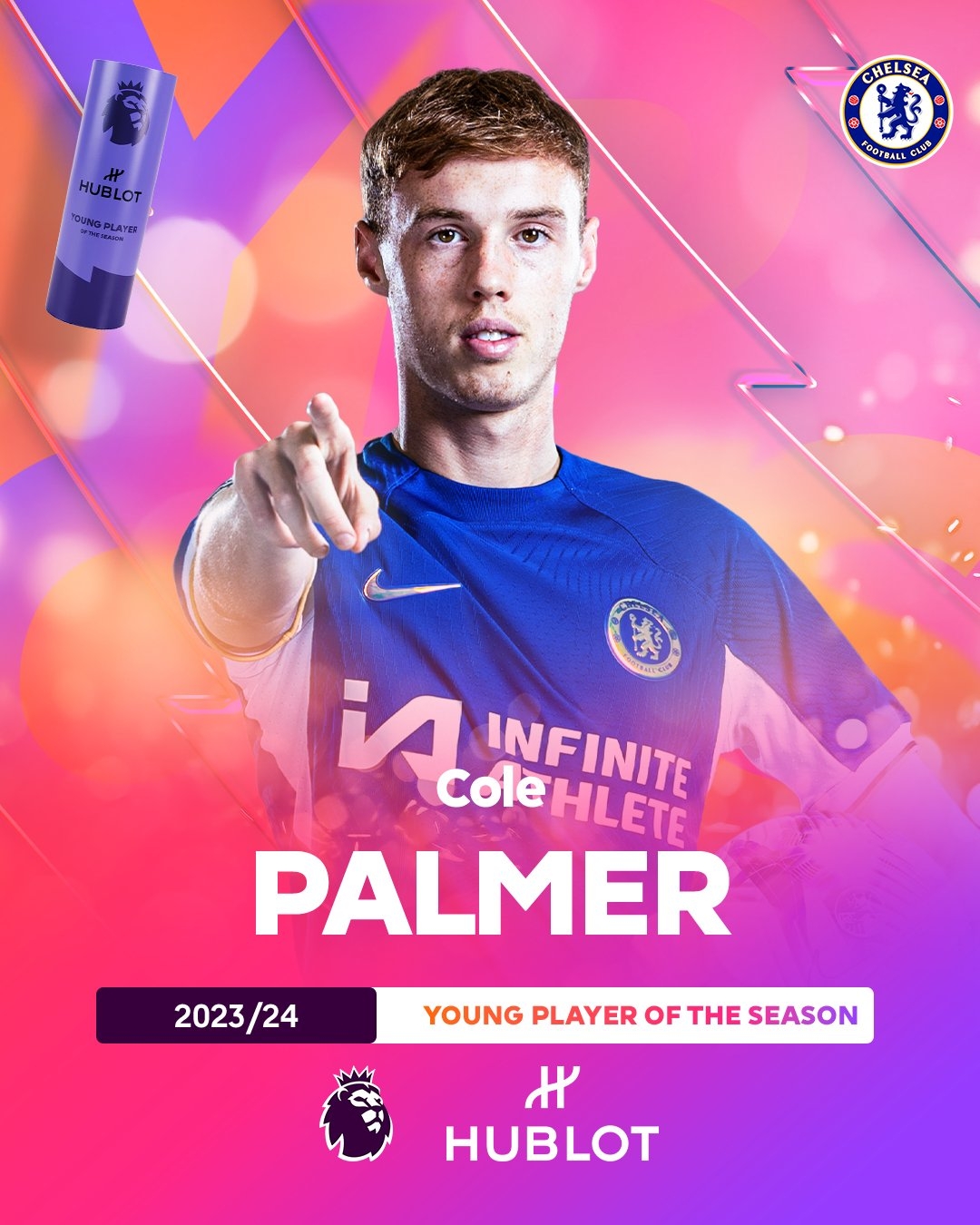 22球10助攻！官方：22岁帕尔默当选英超赛季最佳年轻球员